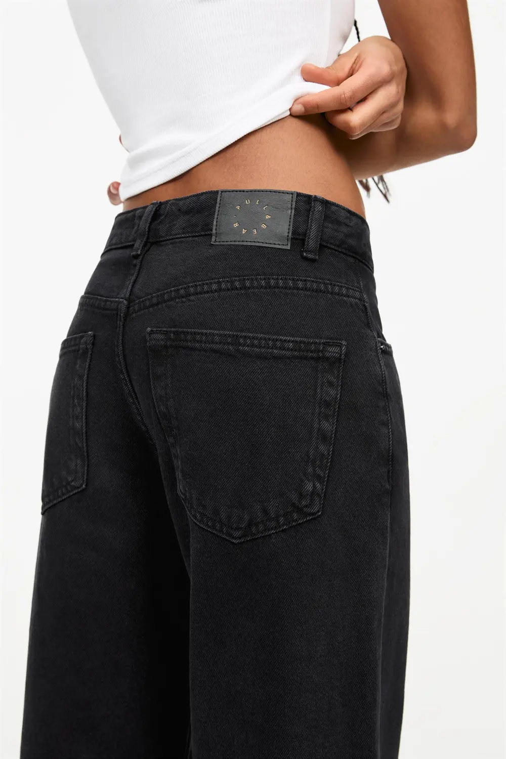 Jeans wide leg tiro alto