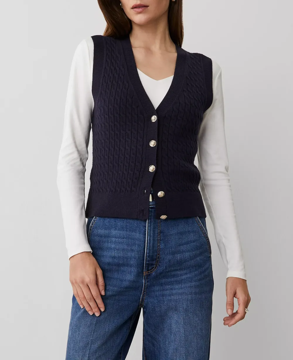 Cable V-Neck Vest