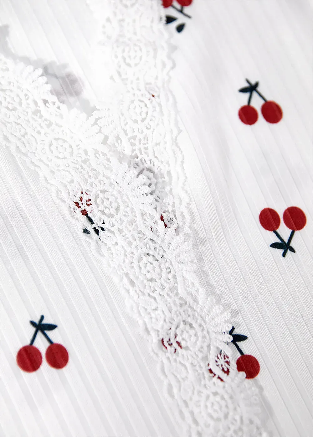 White Fruit Printing Short Sleeve Lounge Top and Pants