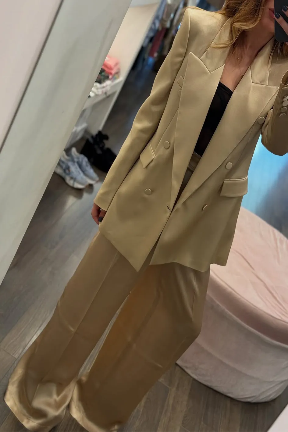 Women'S Satin Casual Top And Pants 2-Piece Set