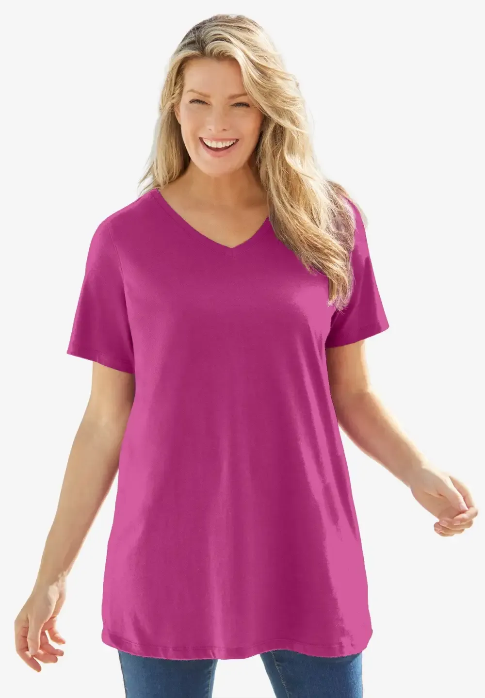 Perfect Short-Sleeve V-Neck Tunic