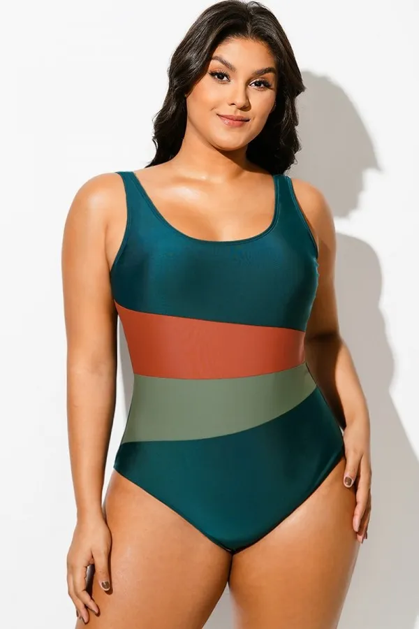 Colorblock Patchwork Push Up One Piece Swimsuit