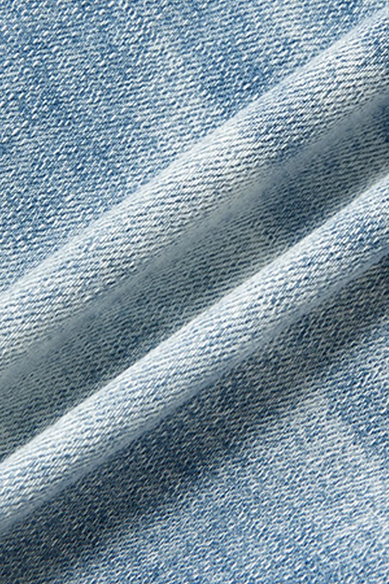 Raw Hem Stitch Detail Mid Waist Denim Shorts