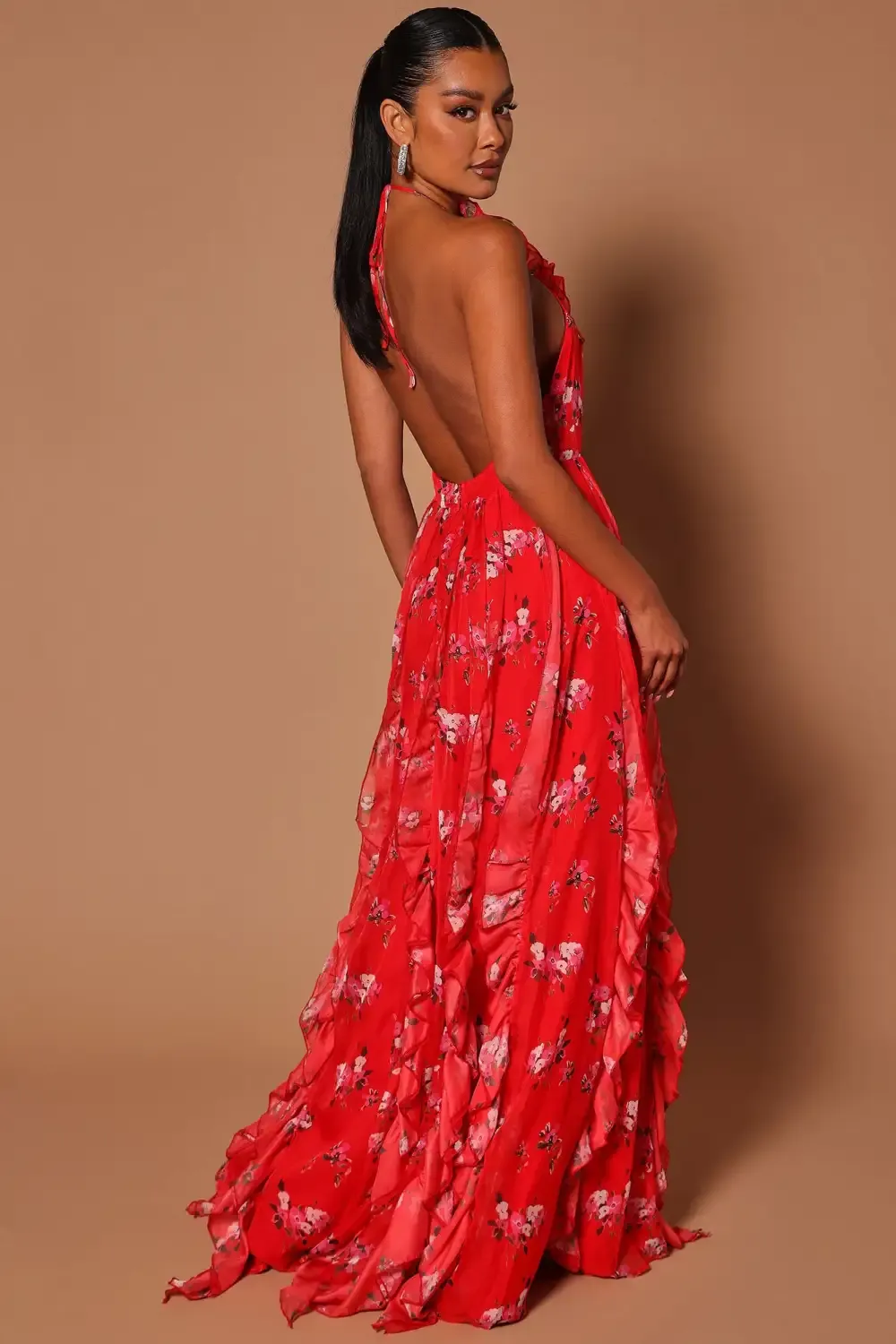 Jaqueline Floral Maxi Dress - Red
