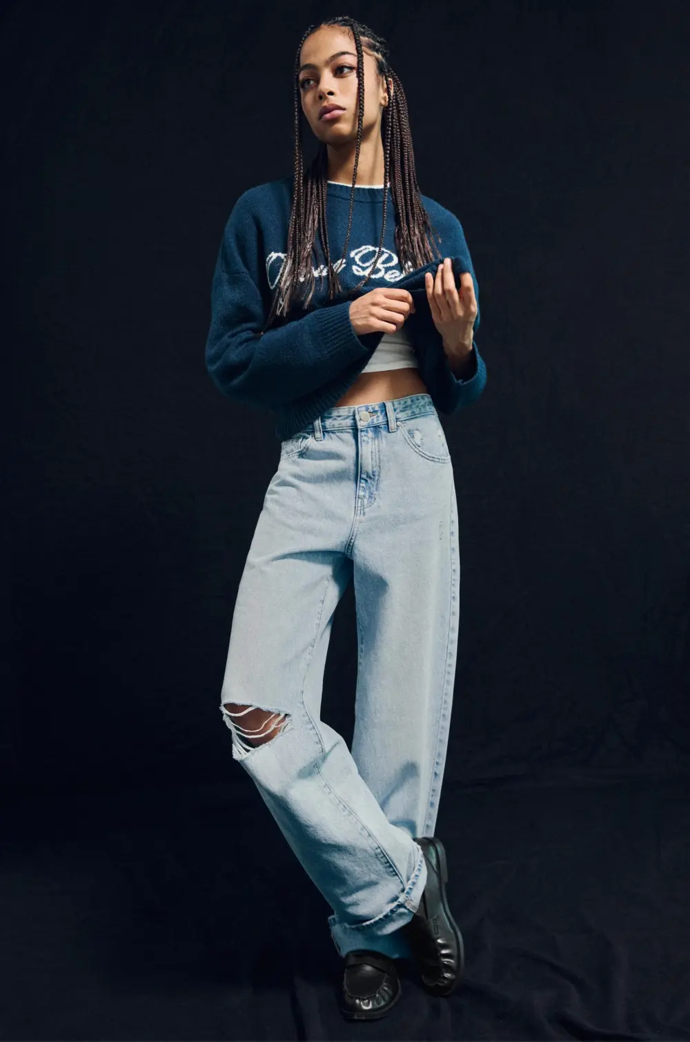 Jeans baggy rectos vuelta bajo