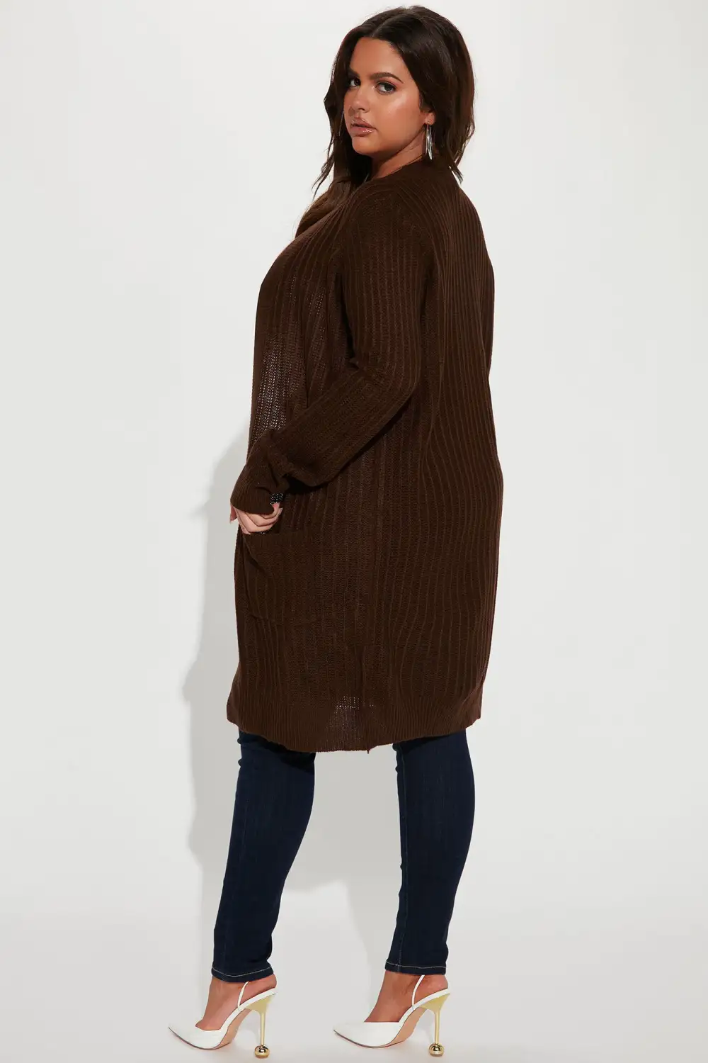Throw It On Ribbed Cardigan - Chocolate