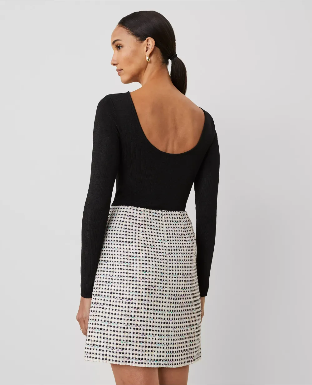 Plaid Tweed Welt Pocket Skirt