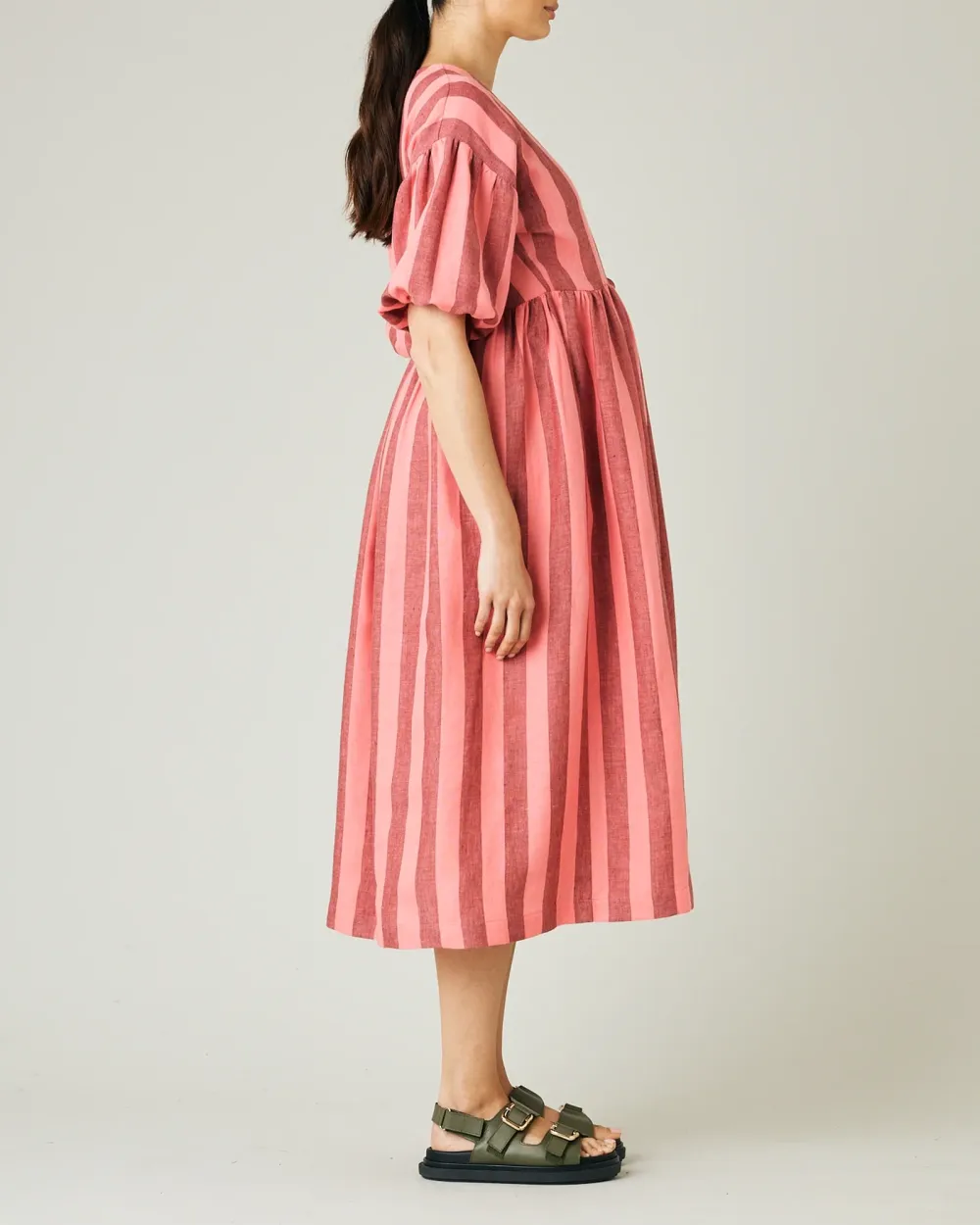 BLUSH STRIPE LINEN DRESS