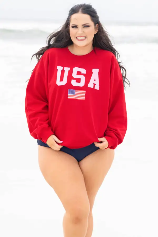 True American Spirit Sweatshirt, Cherry Red