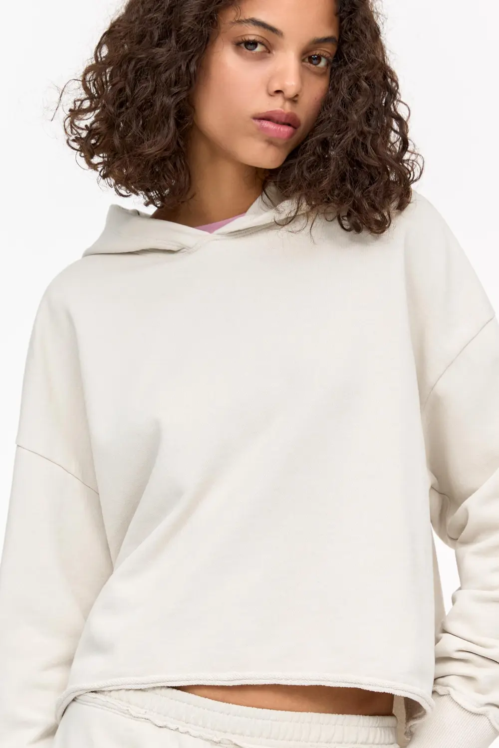 Sudadera boxy bajo desflecado