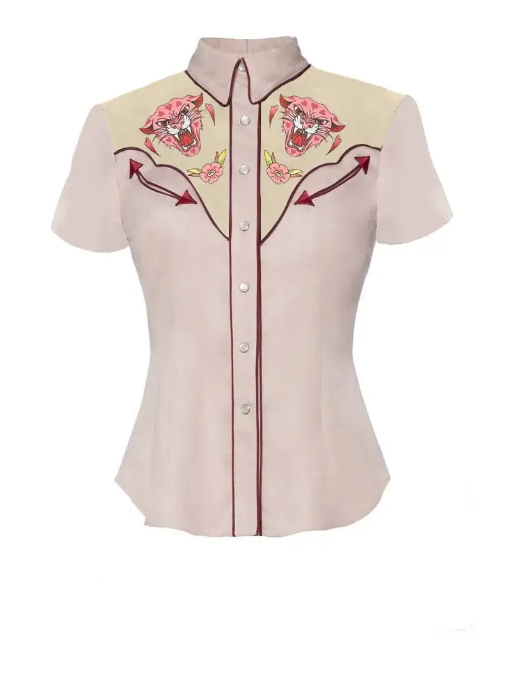 Women's Pink Leopard Print Shirt
