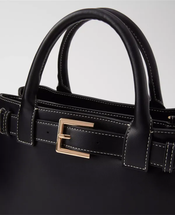 Faux Leather Small Tote Bag