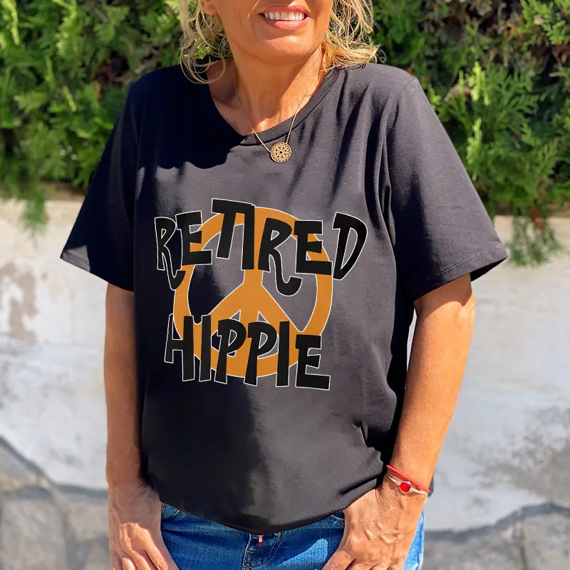 Retired Hippie Peace And Love Crew Neck Tees
