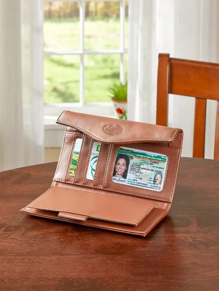 Women's Leather RFID-Blocking Organizer Clutch