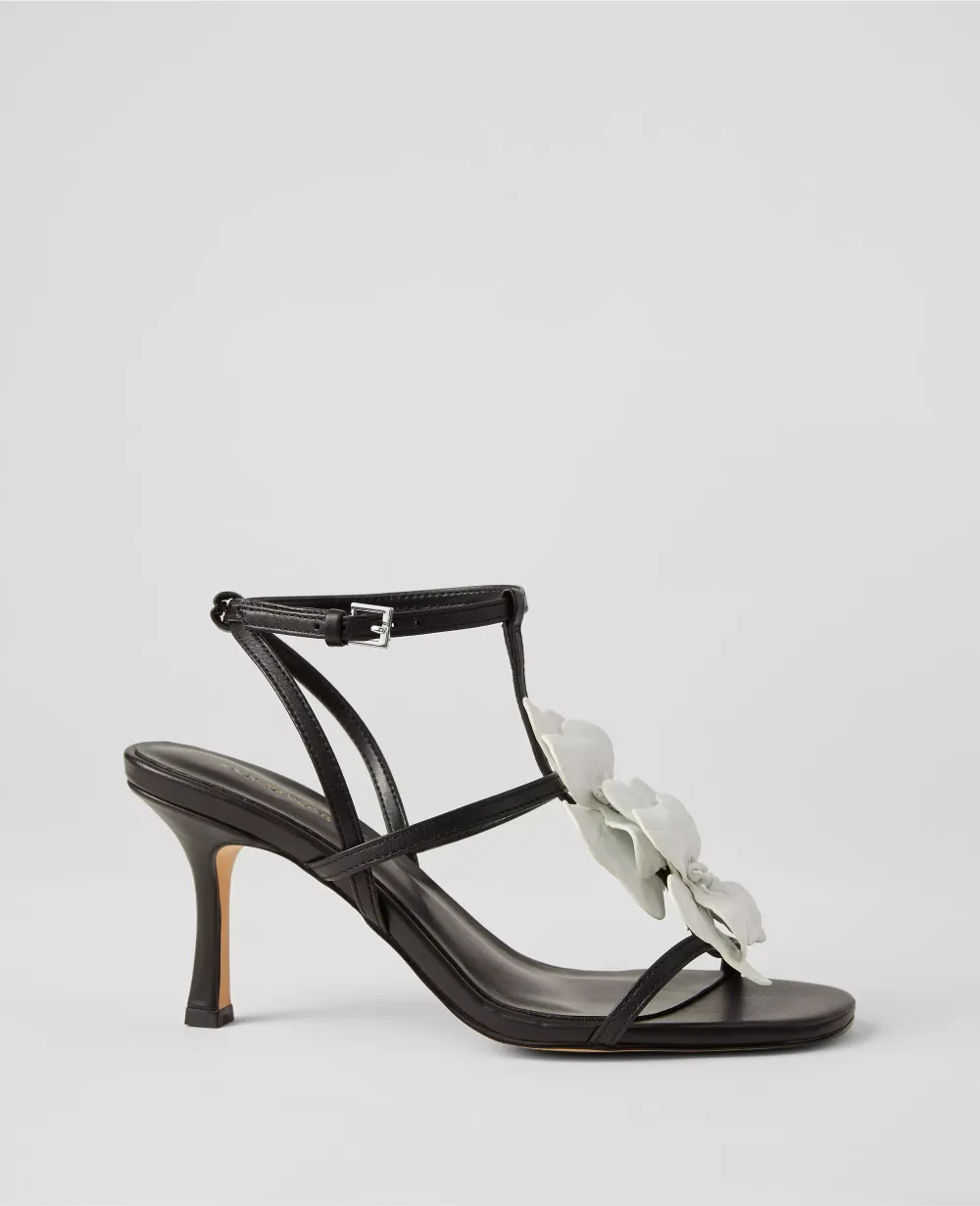 Flower-Embellished Leather Sandals