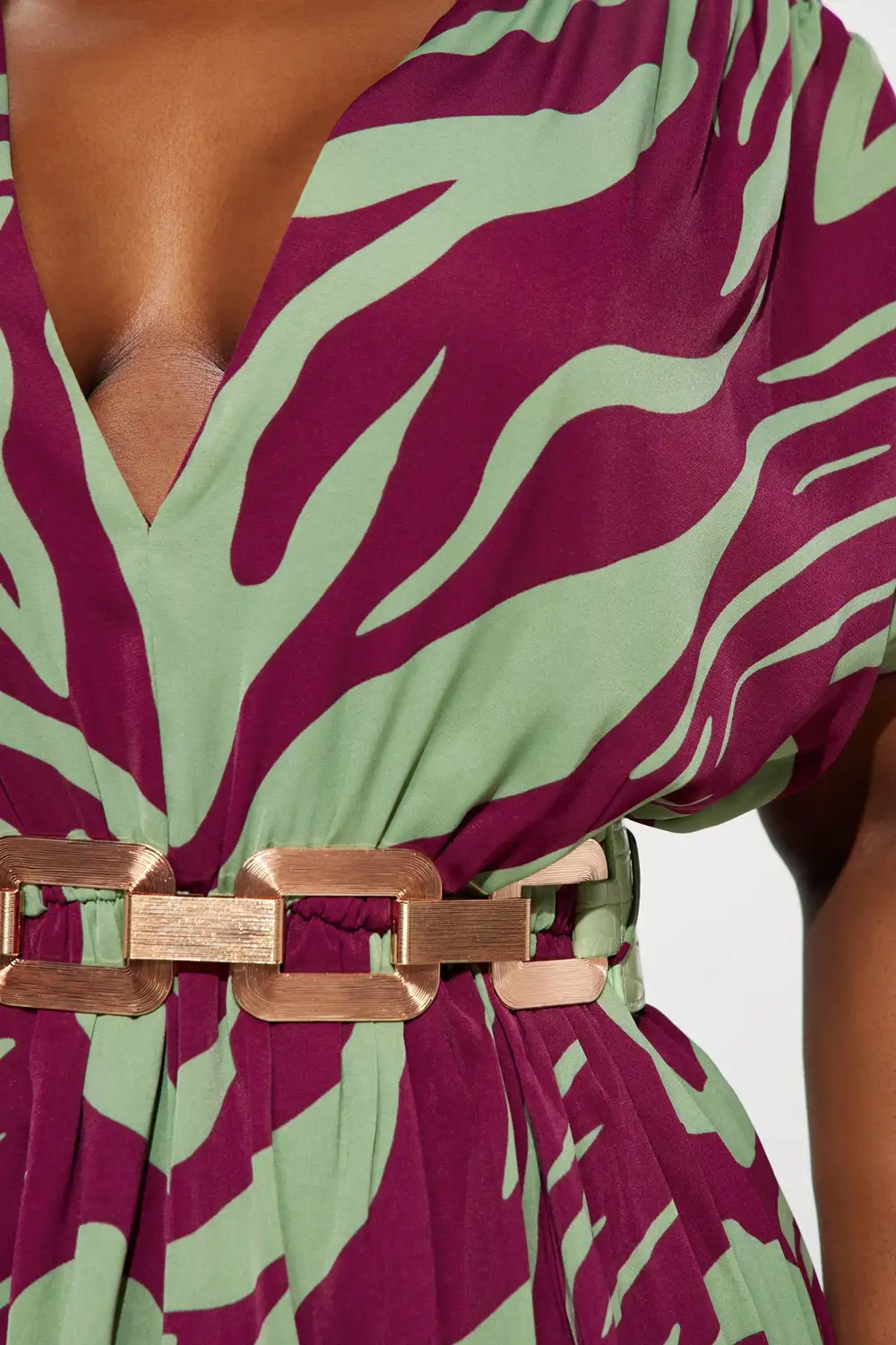 Talia Belted Maxi Dress - Sage/combo