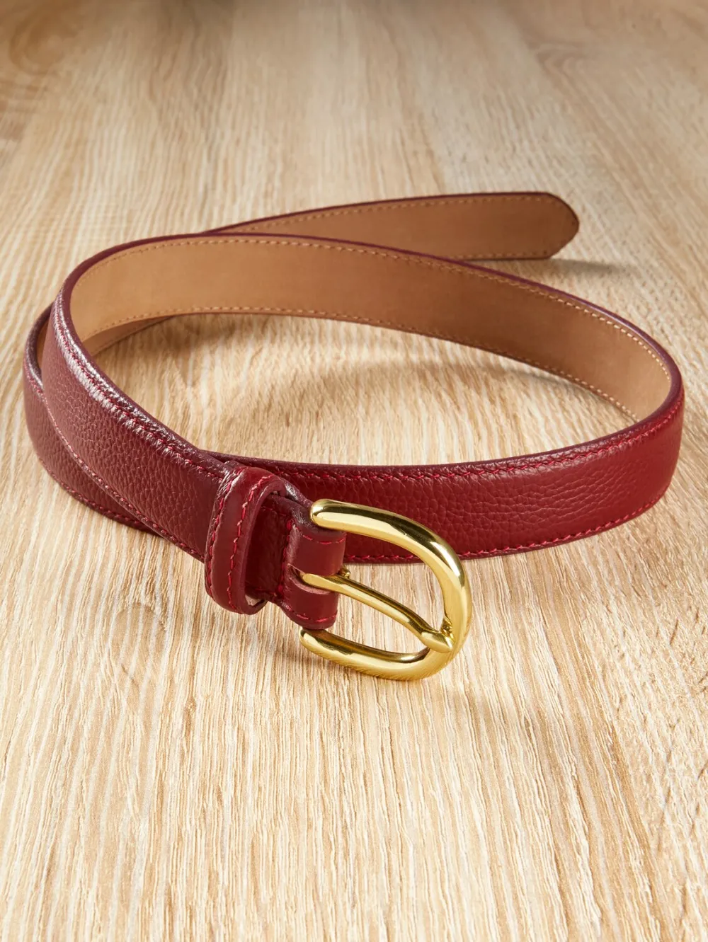 Women's Pebble-Grain Leather Dress Belt