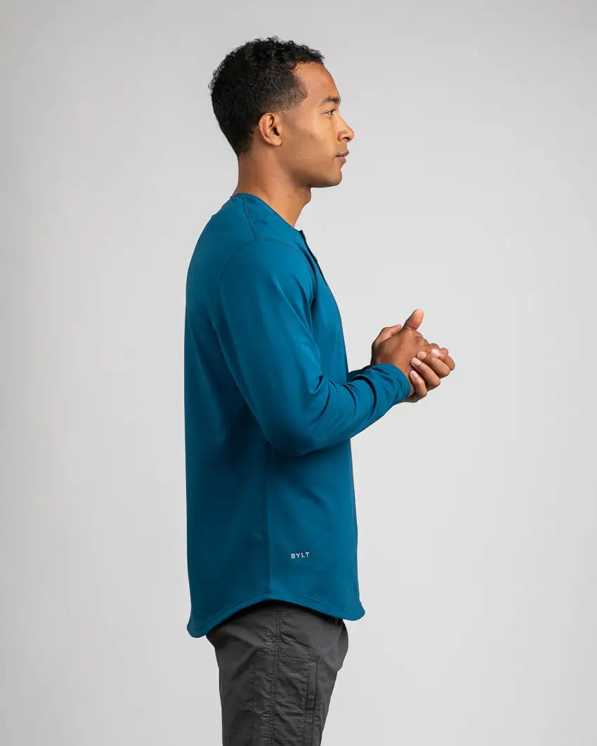 Henley Drop-Cut Long Sleeve: Lux