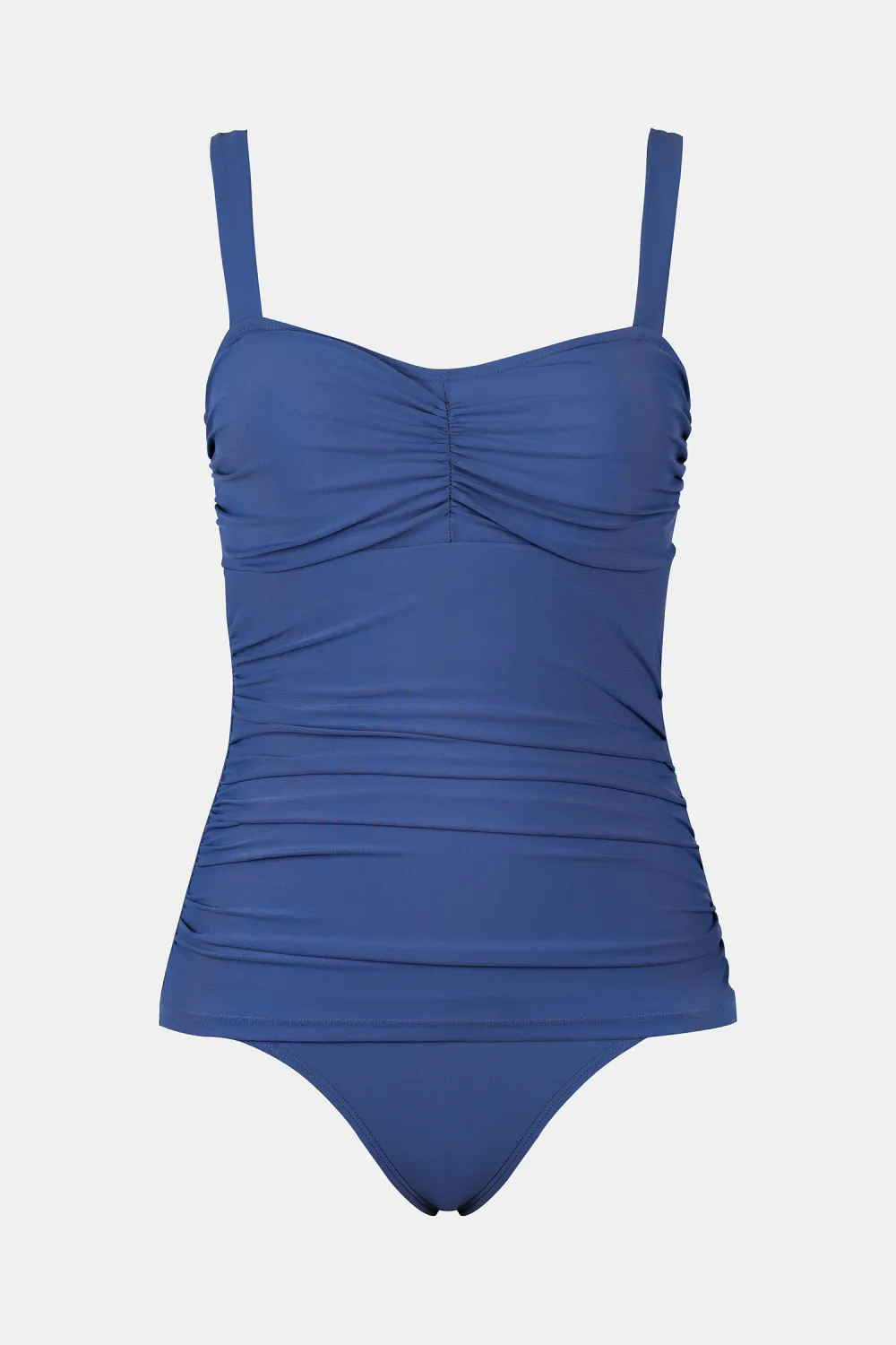 Navy Square Neck Ruched One-Piece