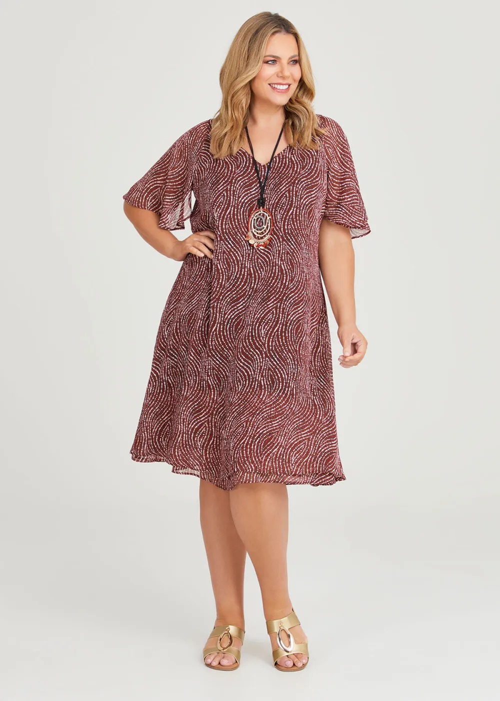 Ruffle Sleeve Overlay Dress