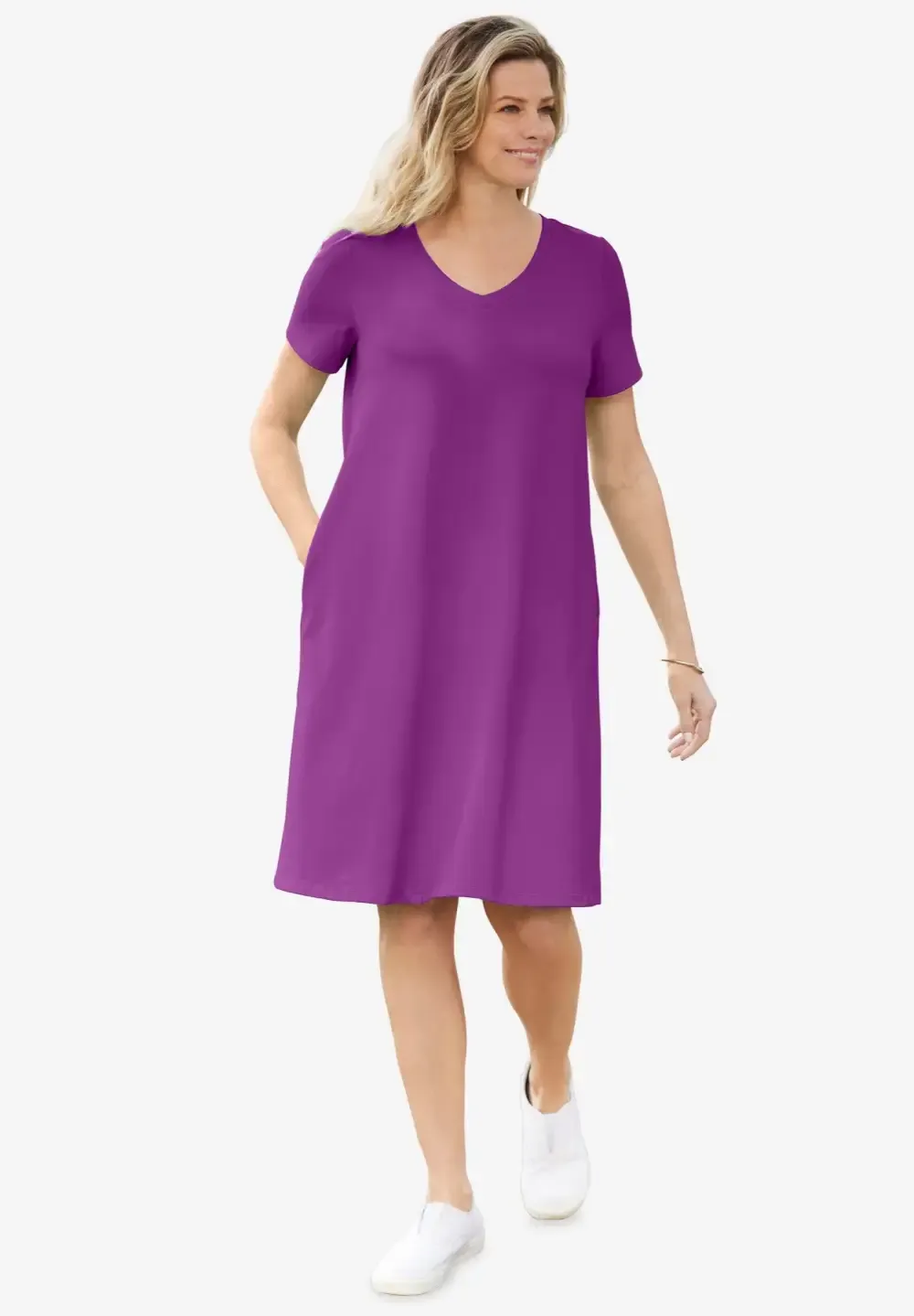 Perfect Short-Sleeve V-Neck Tee Dress