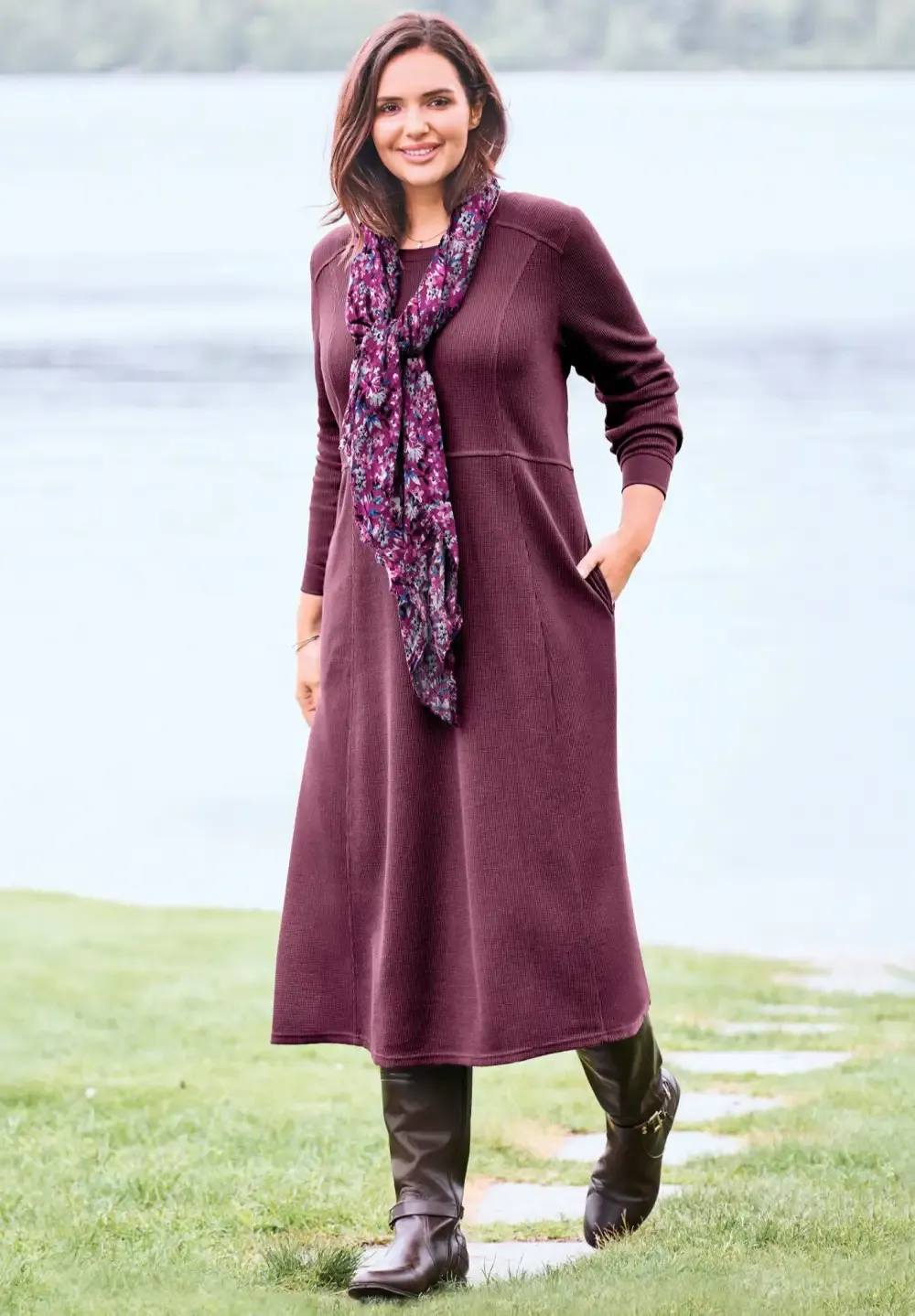 Thermal Knit A-Line Dress