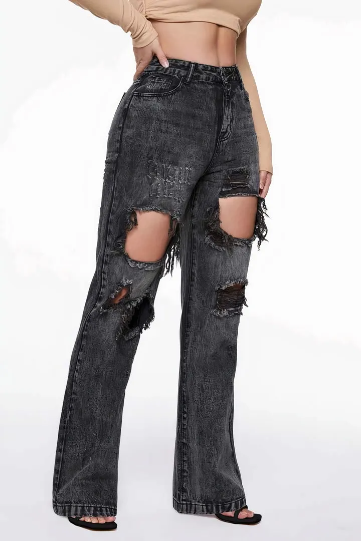 90s Vintage Cut Out High Waist Straight Leg Baggy Jeans