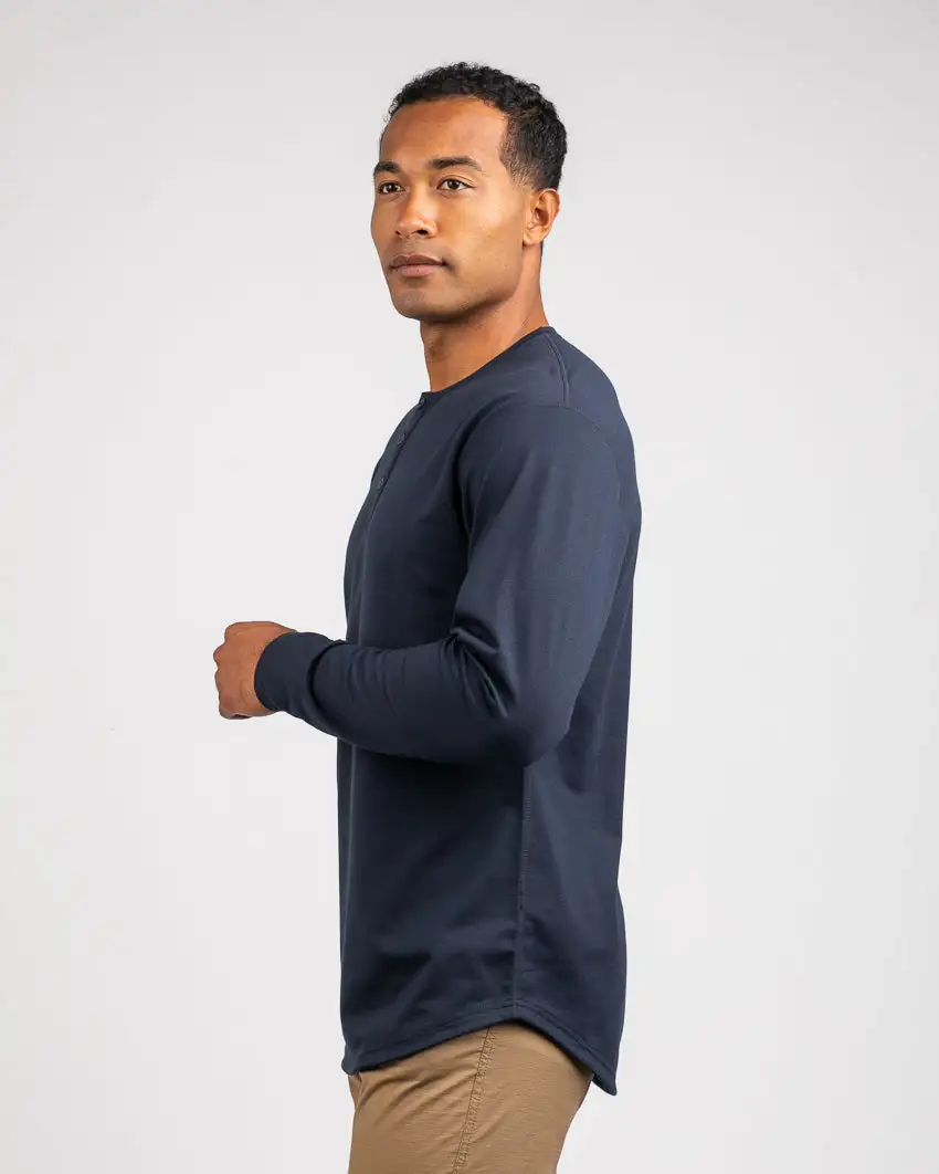 Henley Drop-Cut Long Sleeve: Bylt Signature