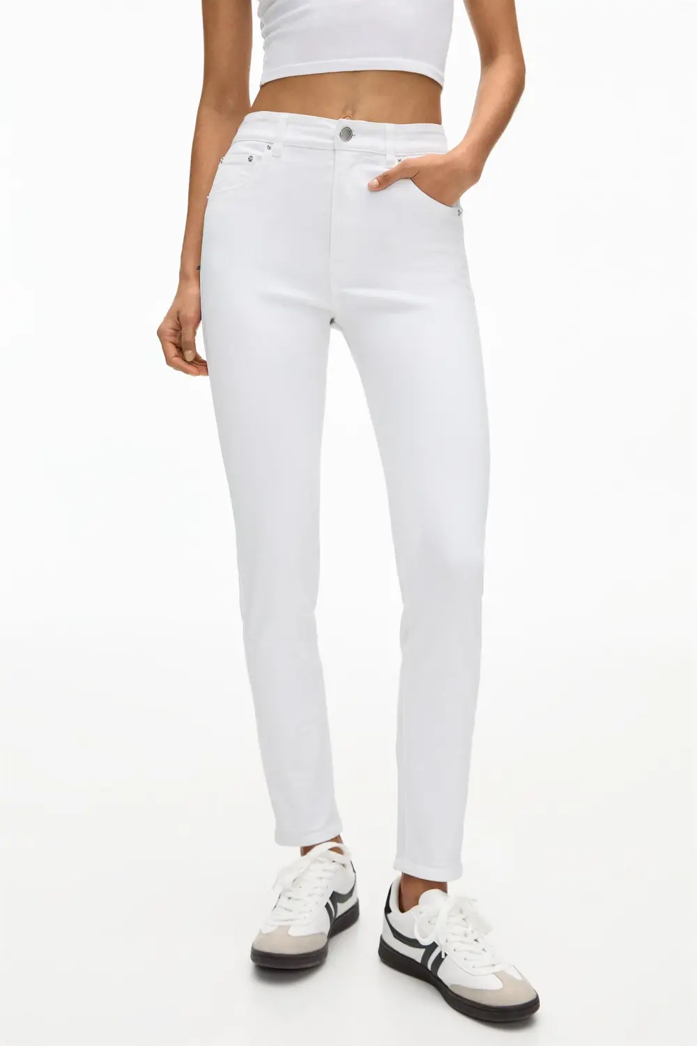 Jeans skinny tiro alto