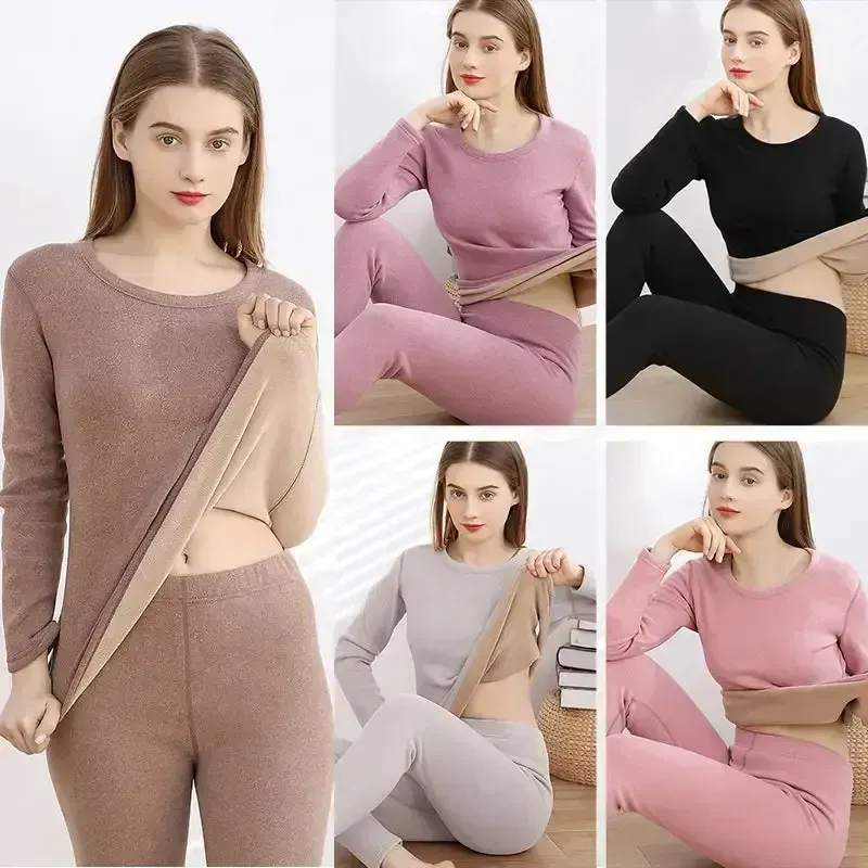 Winter Thermal Underwear Double Layer Warm Lingerie Suit