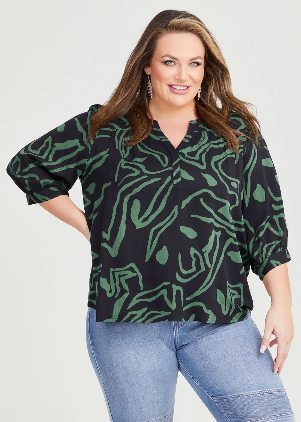 Natural Abstract Print Top