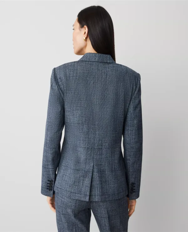 The Notched One-Button Blazer in Plaid