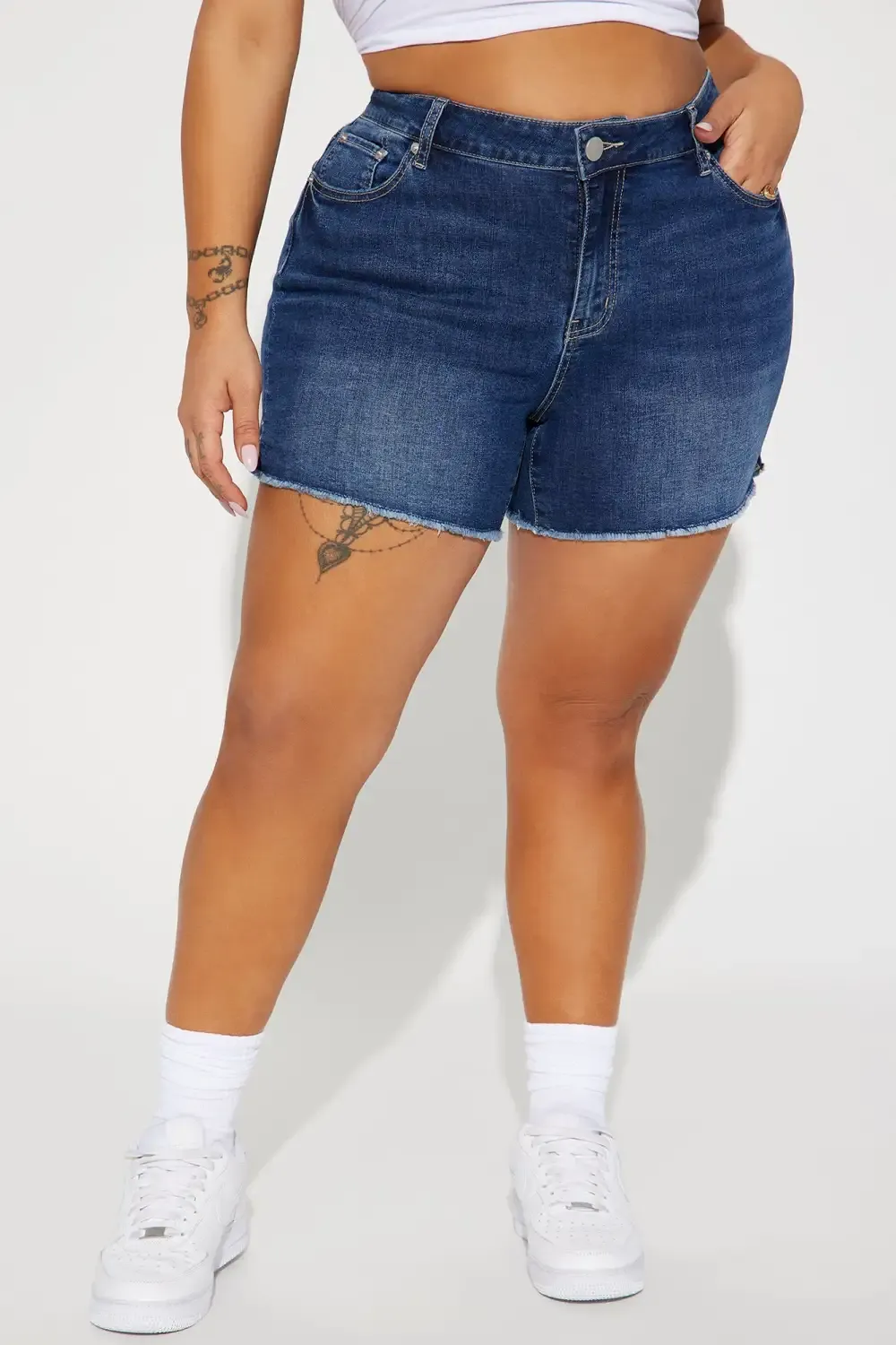On My Good Side Stretch Denim Shorts - Dark Wash