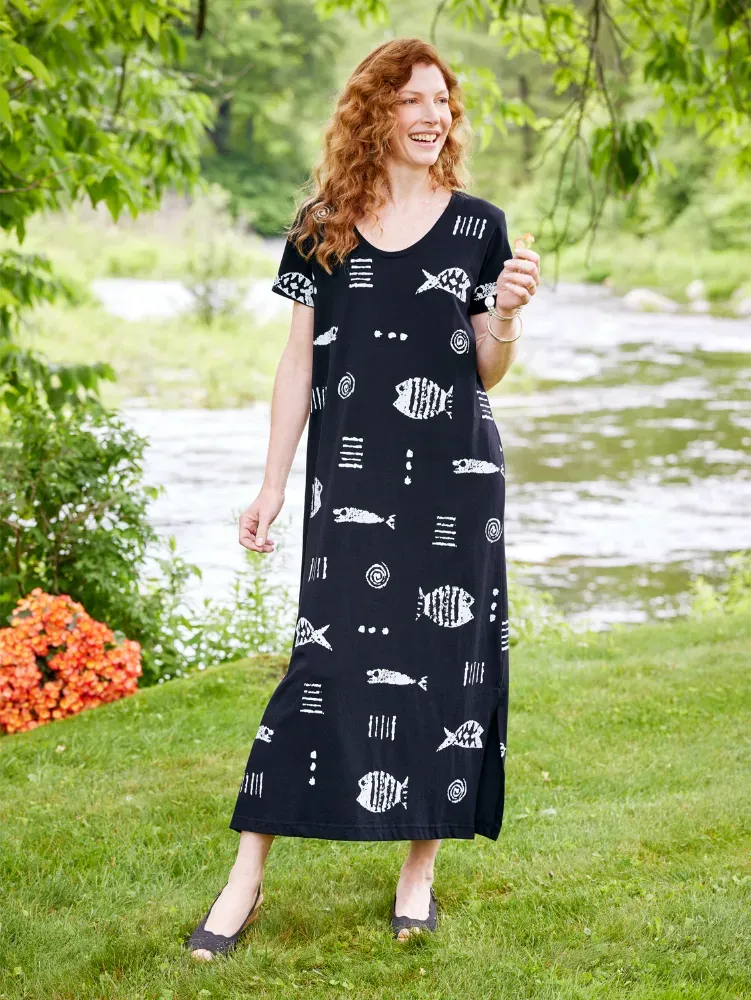 M.MAC Rock Fish Cotton Knit Ankle-Length Dress