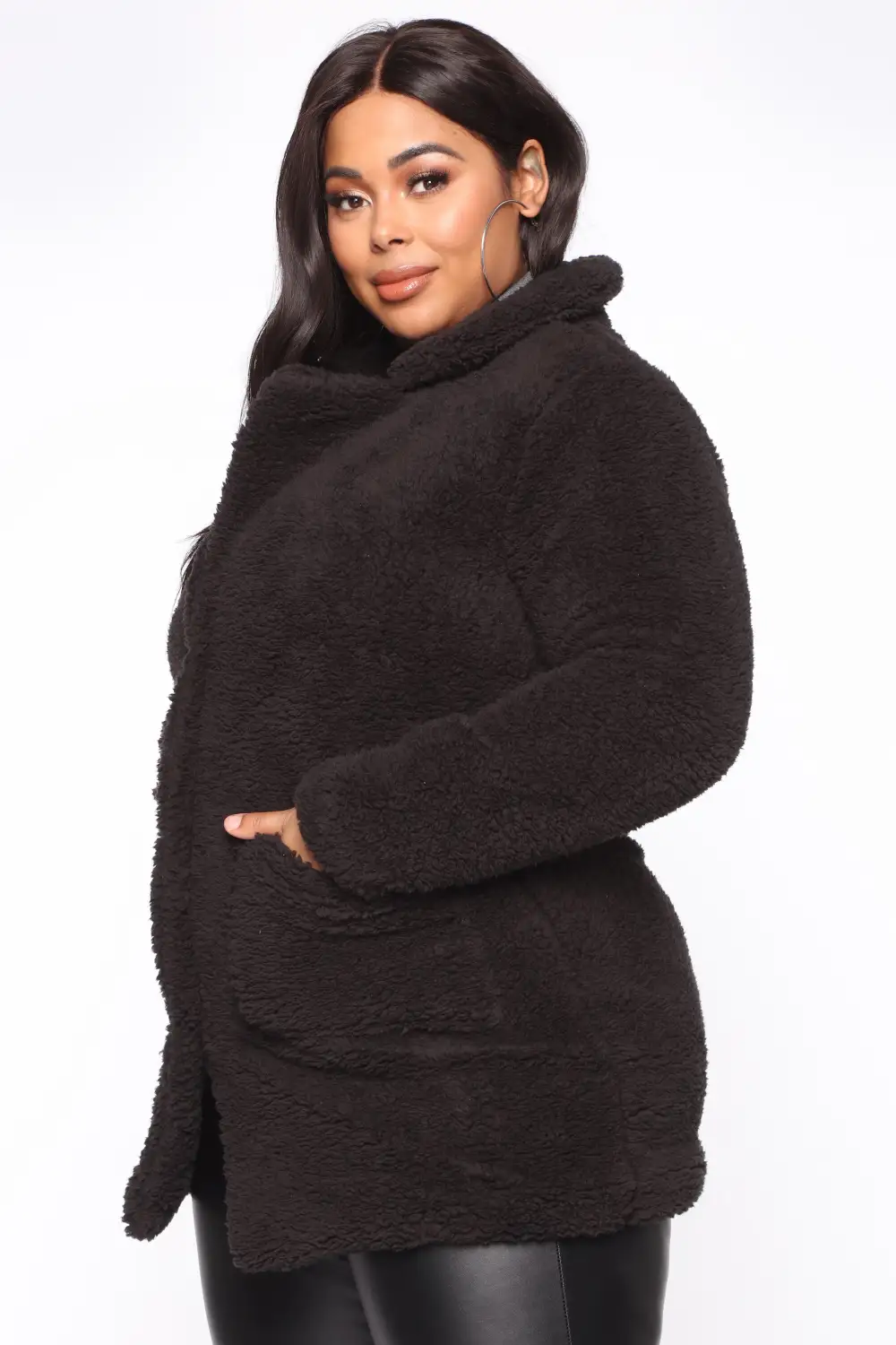 Keep Each Other Warm Sherpa Coat - Black