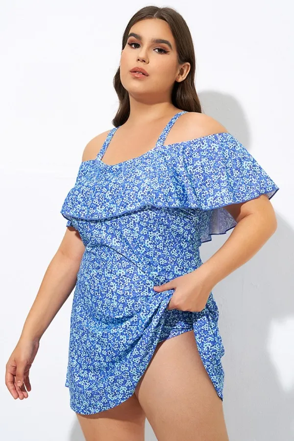 Solid Black Adjustable Straps Women Swimdress