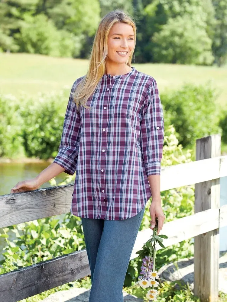 Madras Plaid All-Cotton Tunic