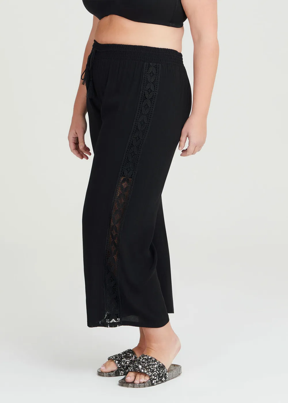 Lace Trim Pull On Pant