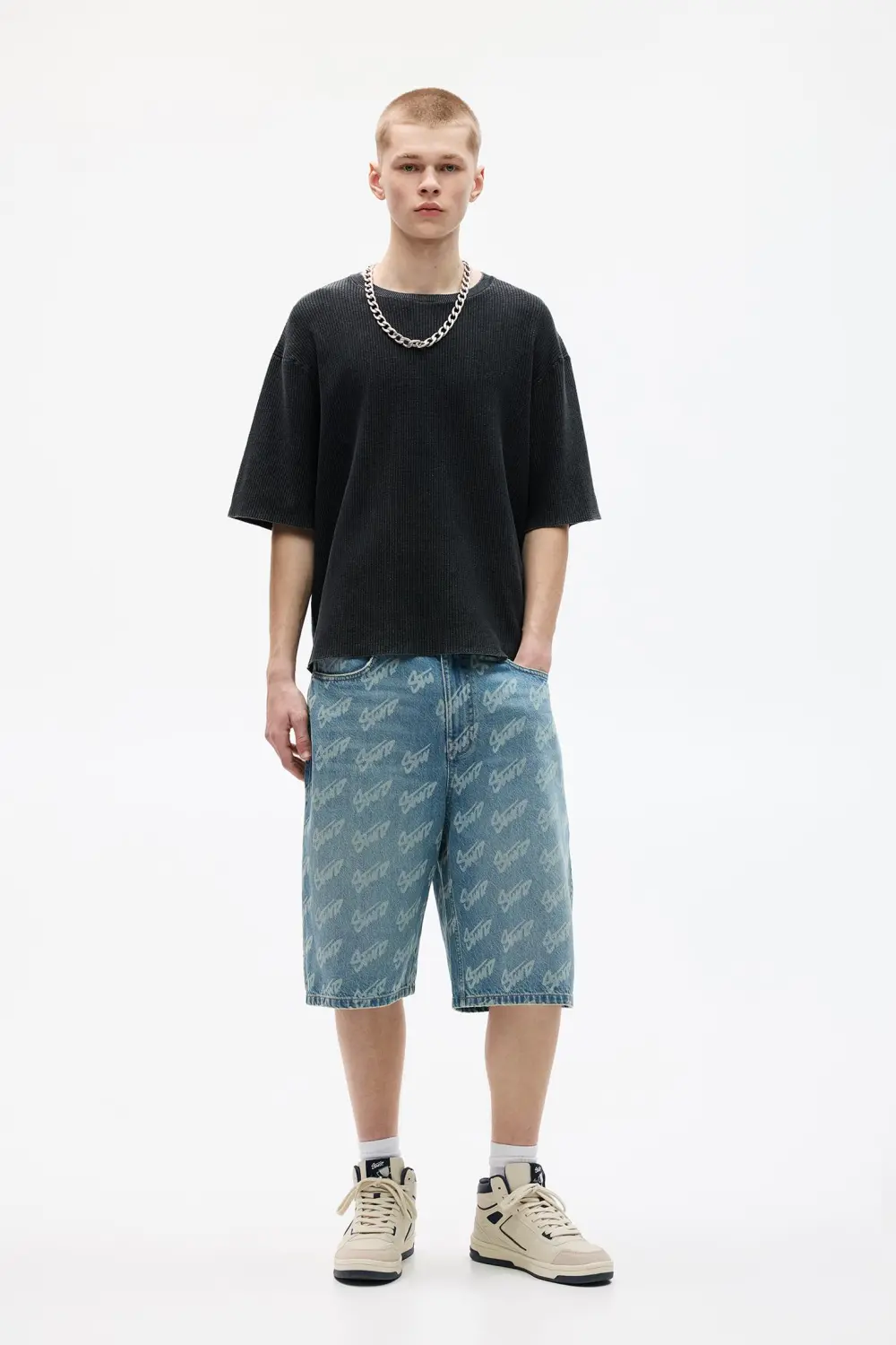 Waffle-knit STWD T-shirt
