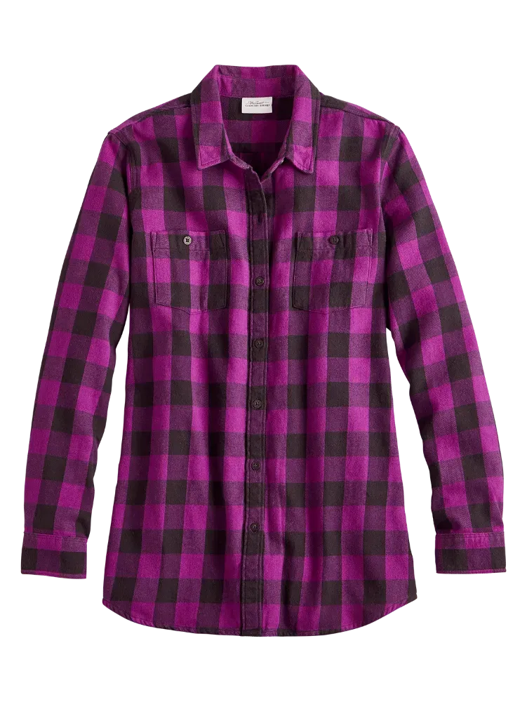 Women's Buffalo Check Flannel Boyfriend Shirt