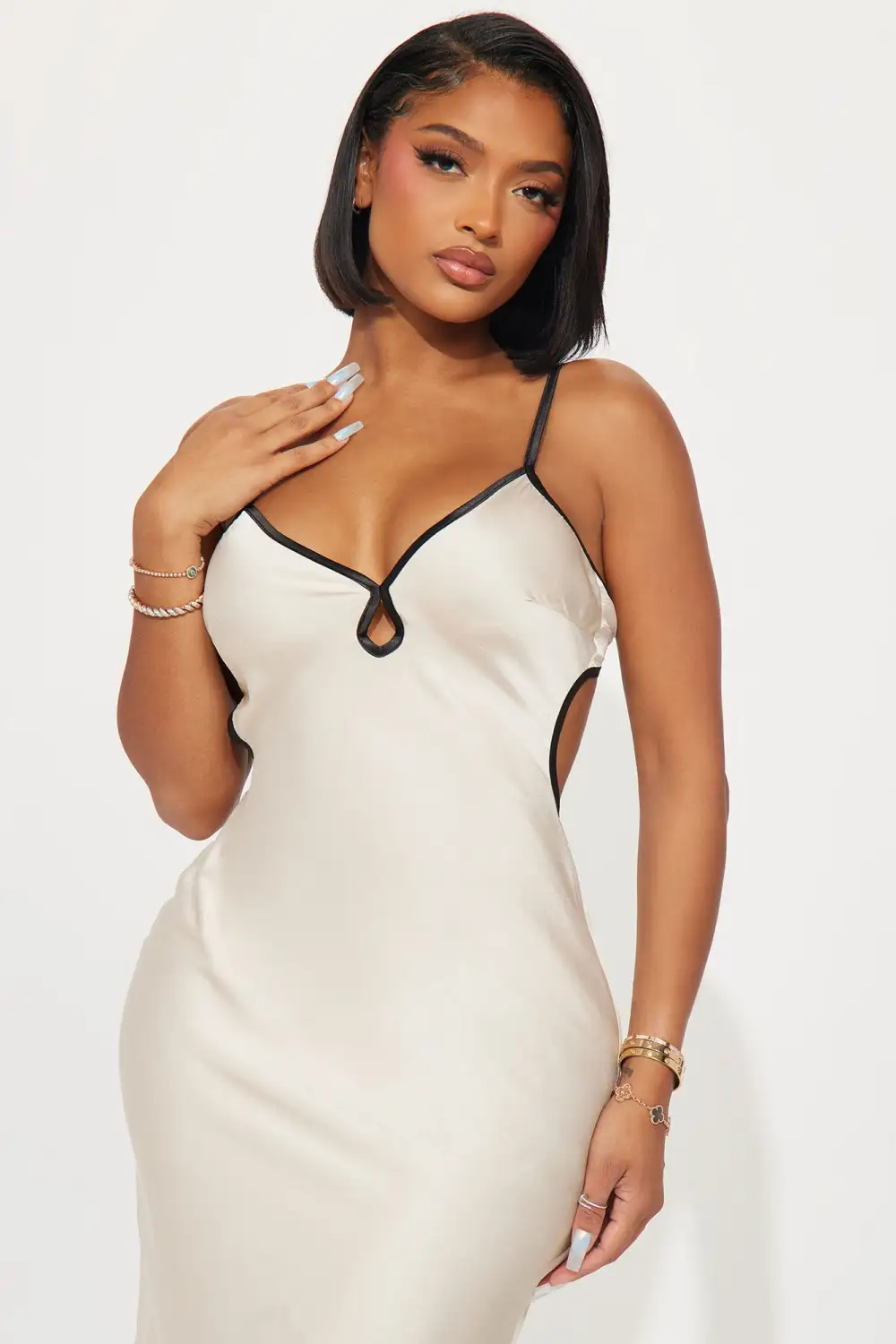 Saisha Satin Maxi Dress - Cream