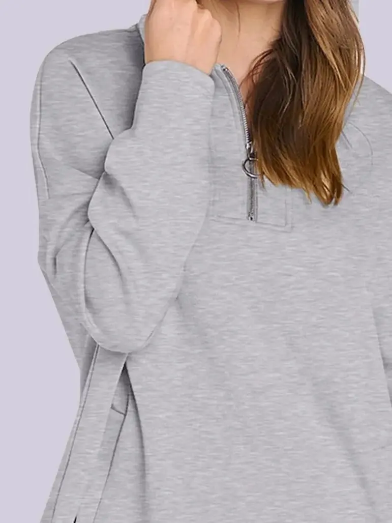 Simple Comfortable Grey Long Sleeve Hoodie