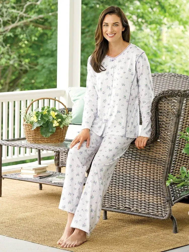 Women's Sweet Violets Cotton Knit Pajama Set