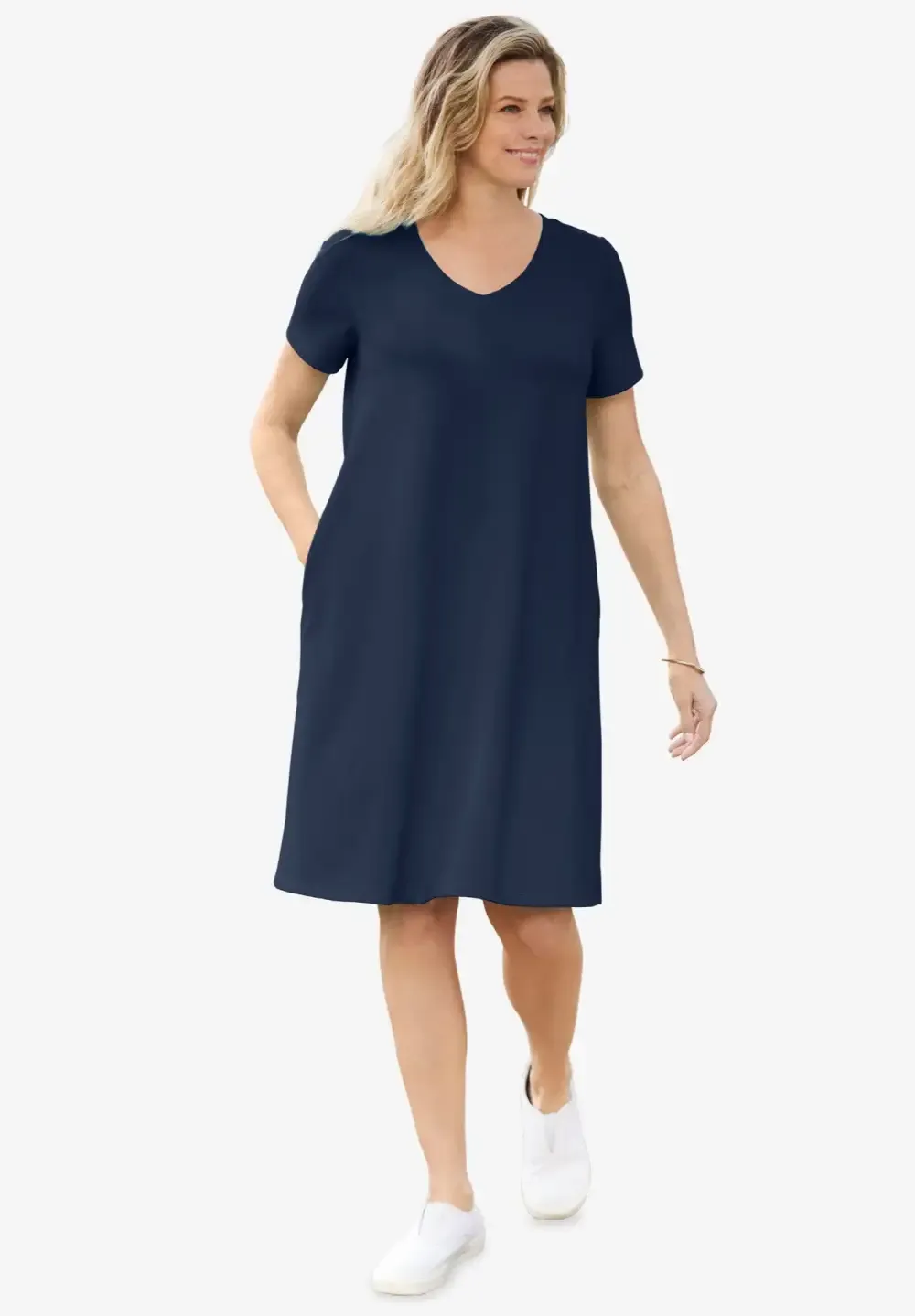 Perfect Short-Sleeve V-Neck Tee Dress