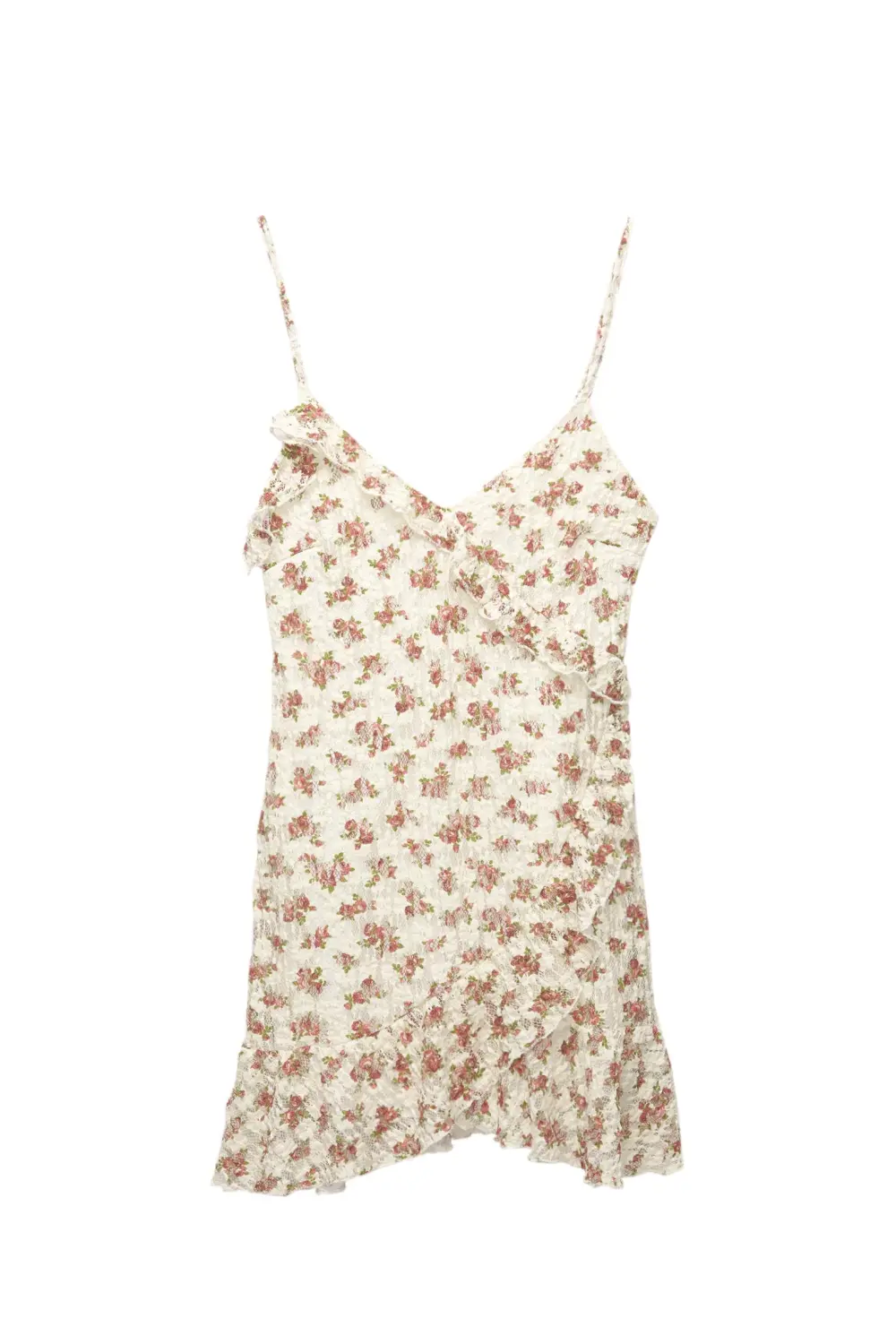 Vestido corto flores encaje