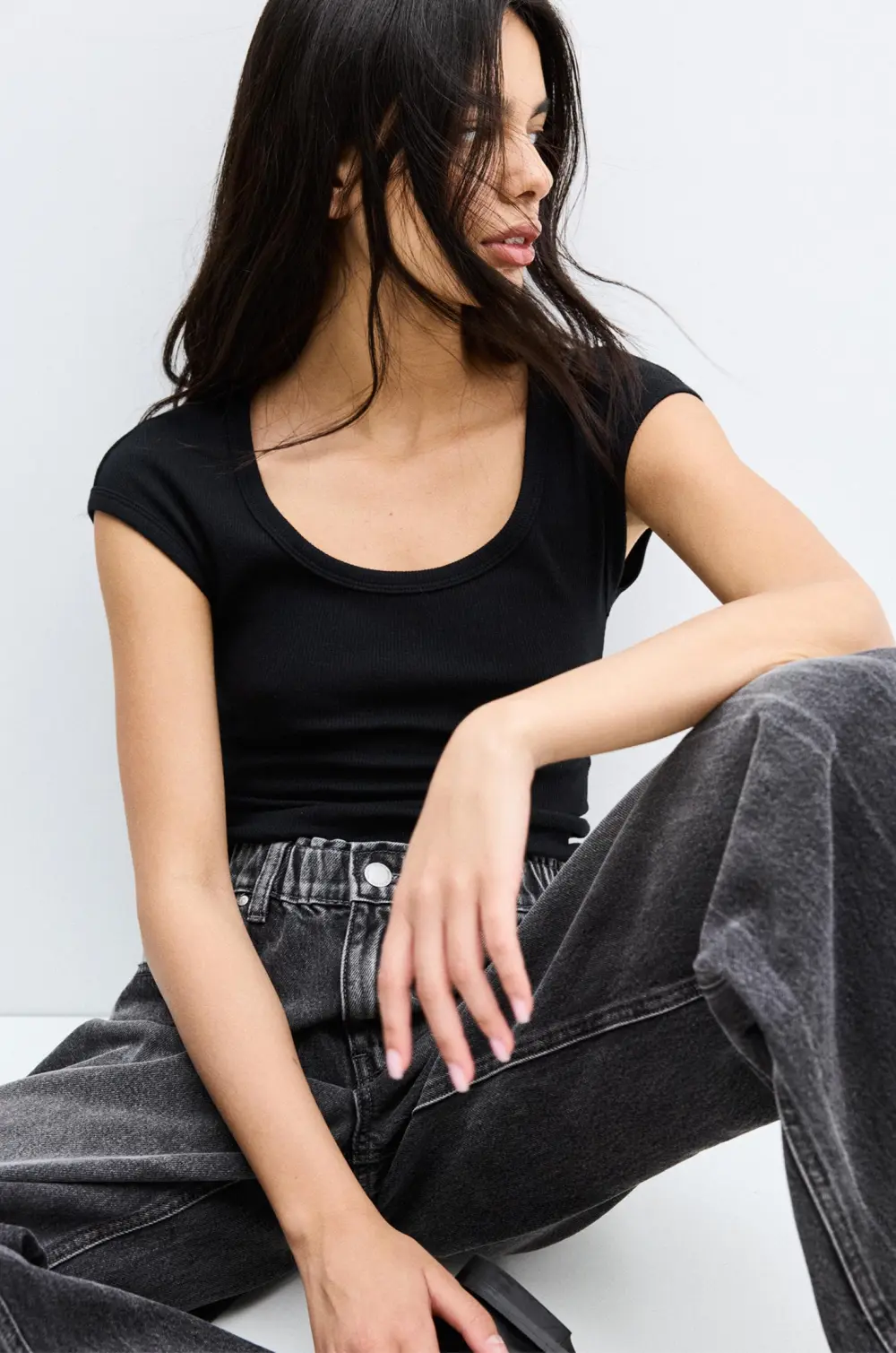 Ribbed short sleeve T-shirt