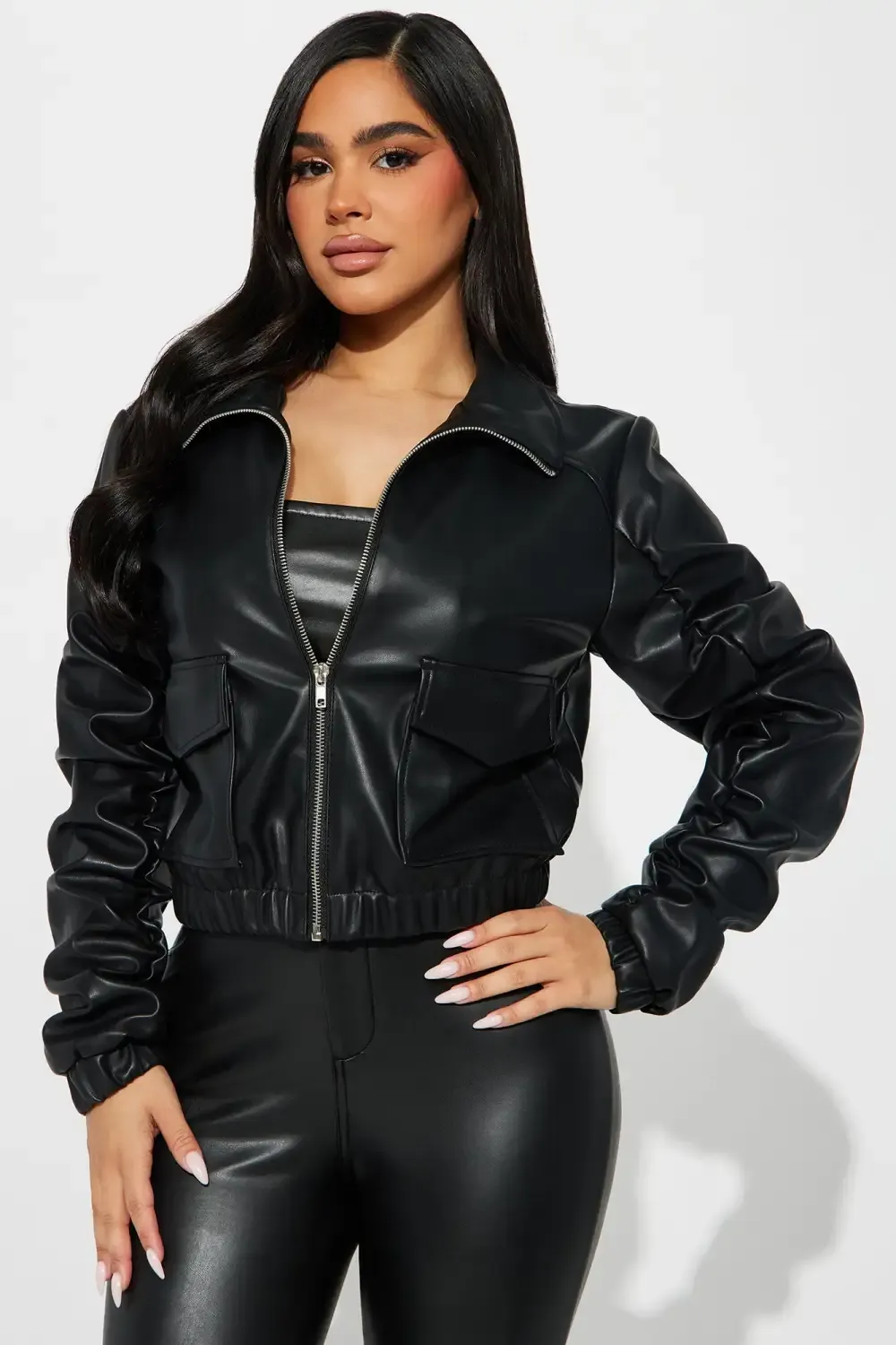 Got A Lot Of Attitude Faux Leather Jacket - Black