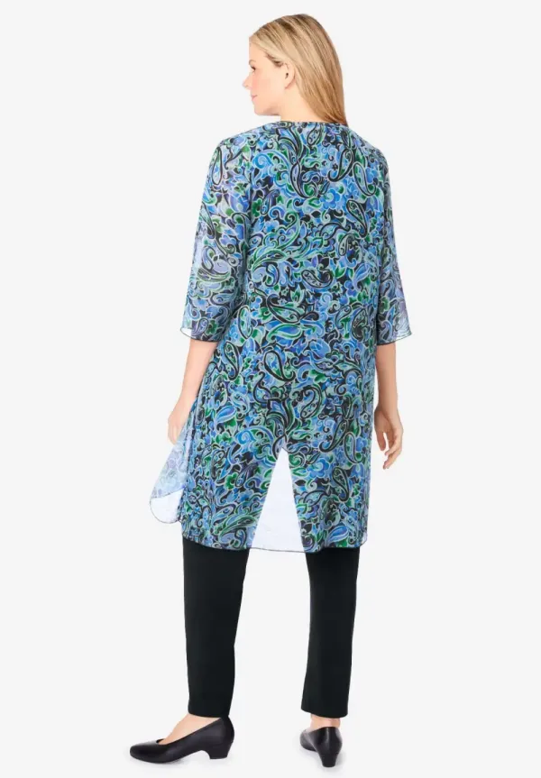 Three-Piece Chiffon Jacket/Tank/Pant Set