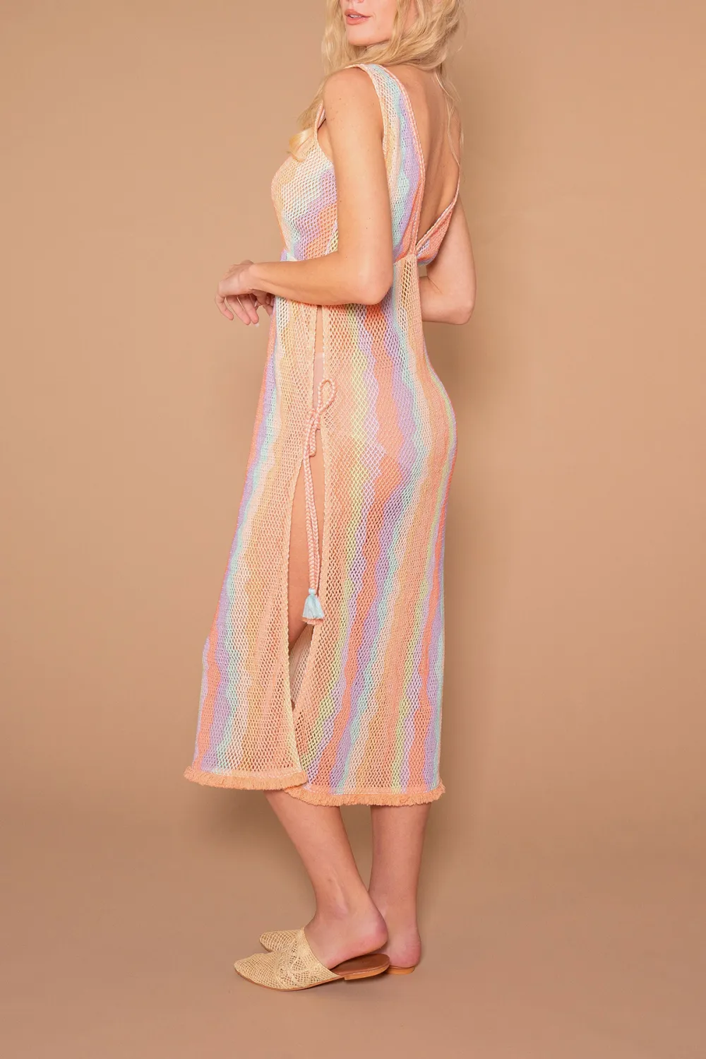 Multicolor Striped Split Maxi Dress