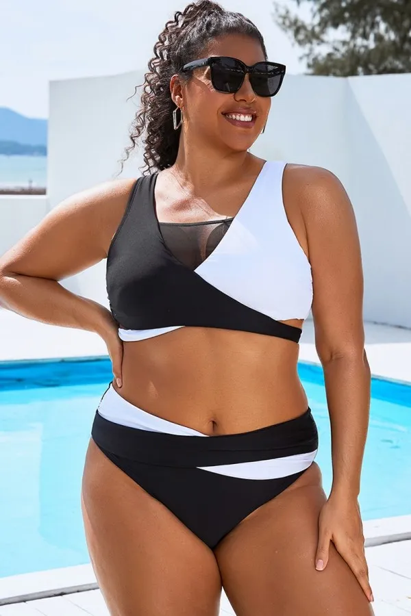 Colorblock Stylish Women Wrap Swimsuits Bikini Top
